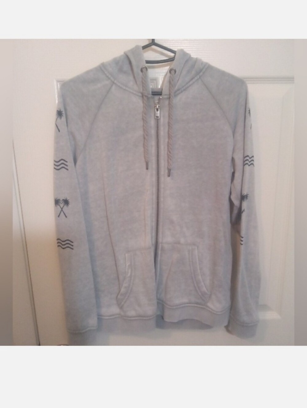 Roxy Light Gray Zip-Up Hoodie Jacket